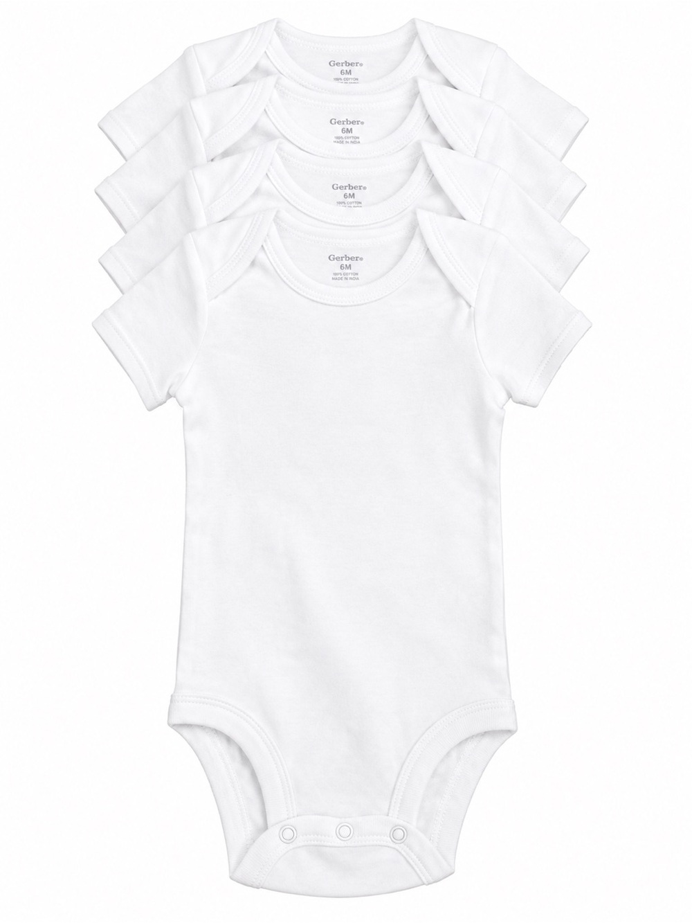 Gerber White Short-Sleeve Baby One-Piece Bodysuits - 3 Pack